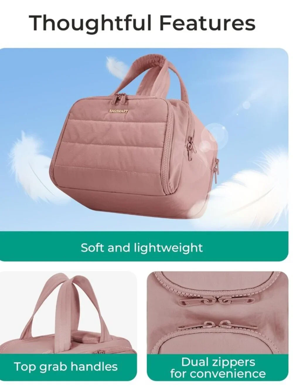 Lightweight Large Travel Toiletry Bag for Women - Wide-Open Makeup Organizer